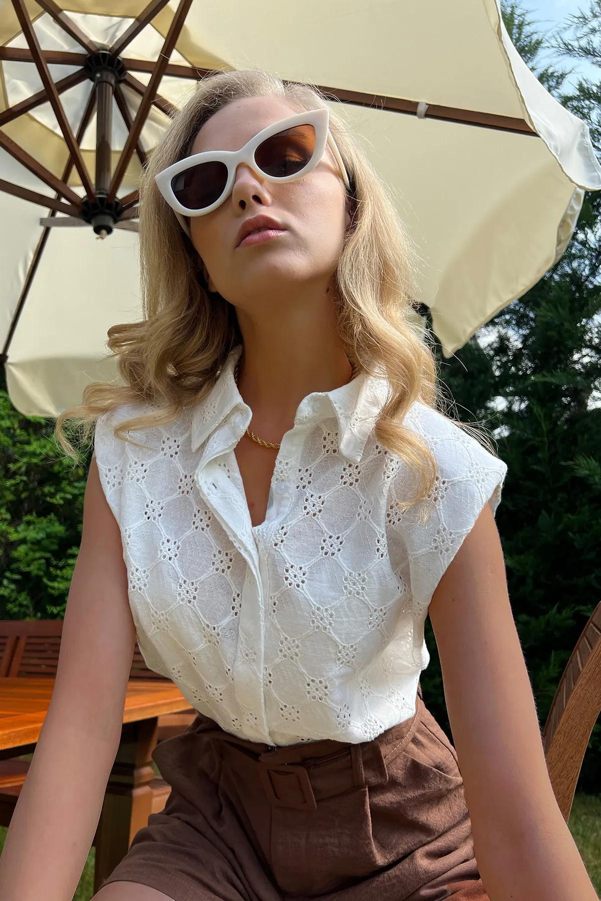 Trend Alaçatı Stili  Hemd - Ecru - Regular Fit