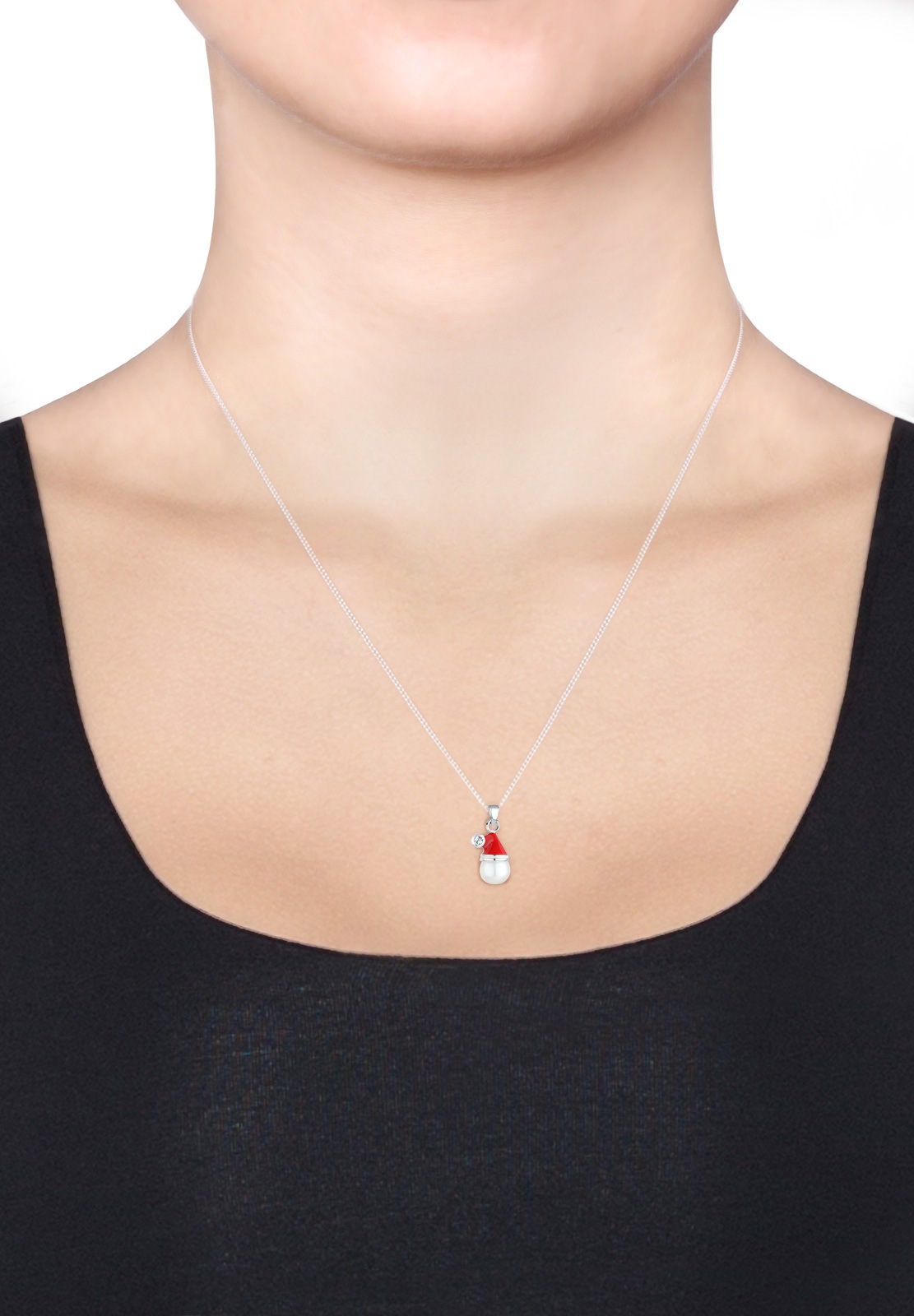 Cappello natalizio da donna Elli in smalto con cristalli e perle coltivate d'acqua dolce in argento sterling 925
