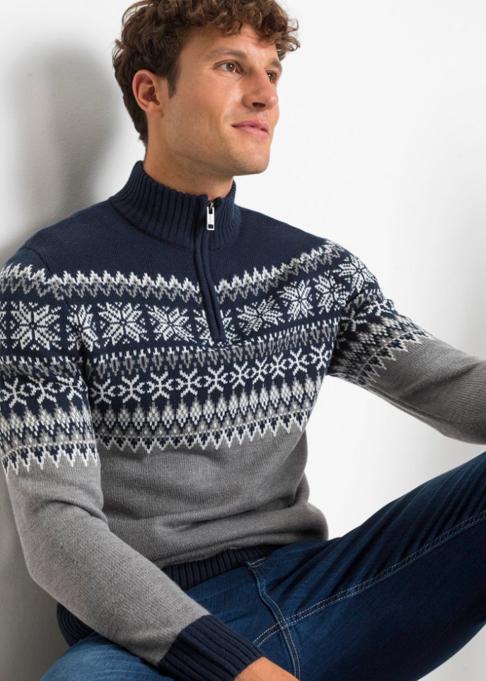 Norweger-Pullover mit Troyerkragen