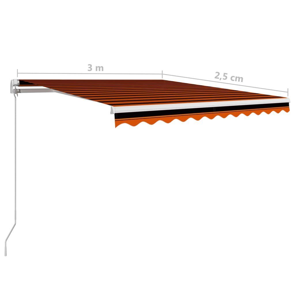 vidaXL Markise Einziehbare Markise Handbetrieben 300 x 250 cm Orange und Braun