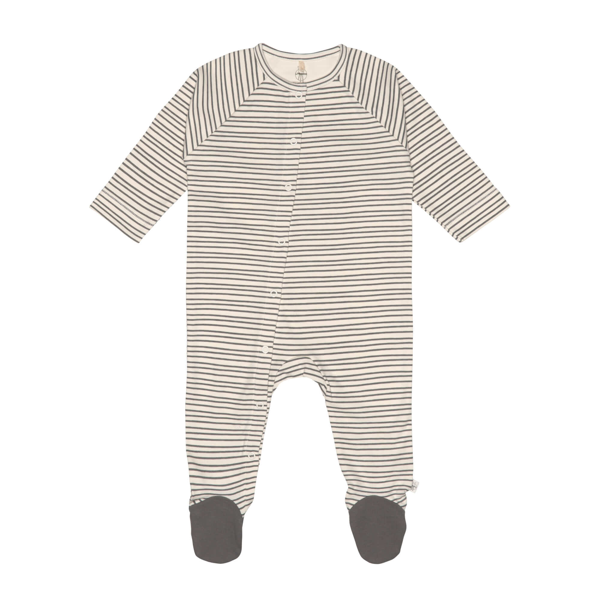 Baby Schlafanzug mit Füßen - Bio Baumwolle, Striped, Grau