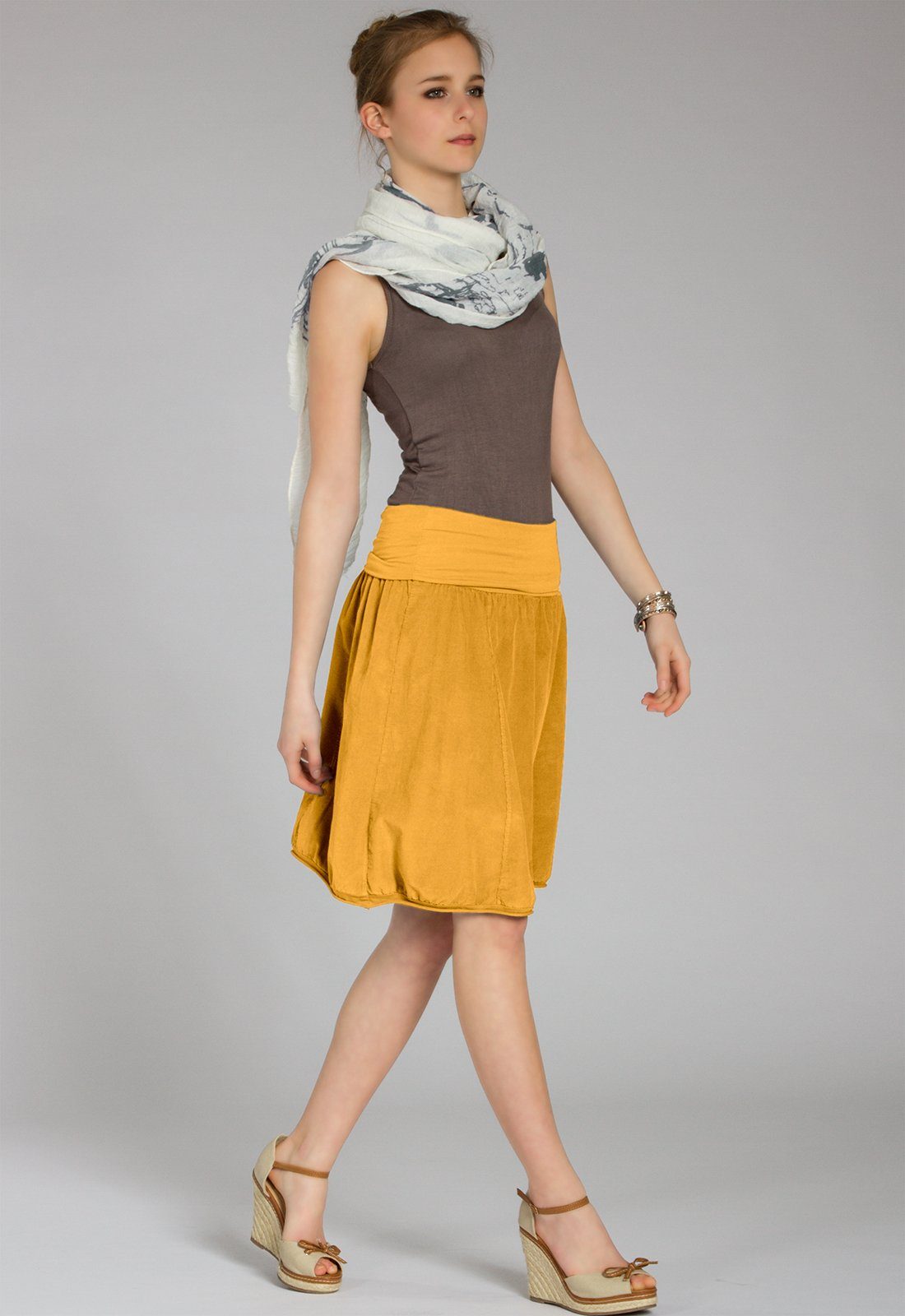 Caspar Faltenrock RO004 Damen Cord Rock knielang