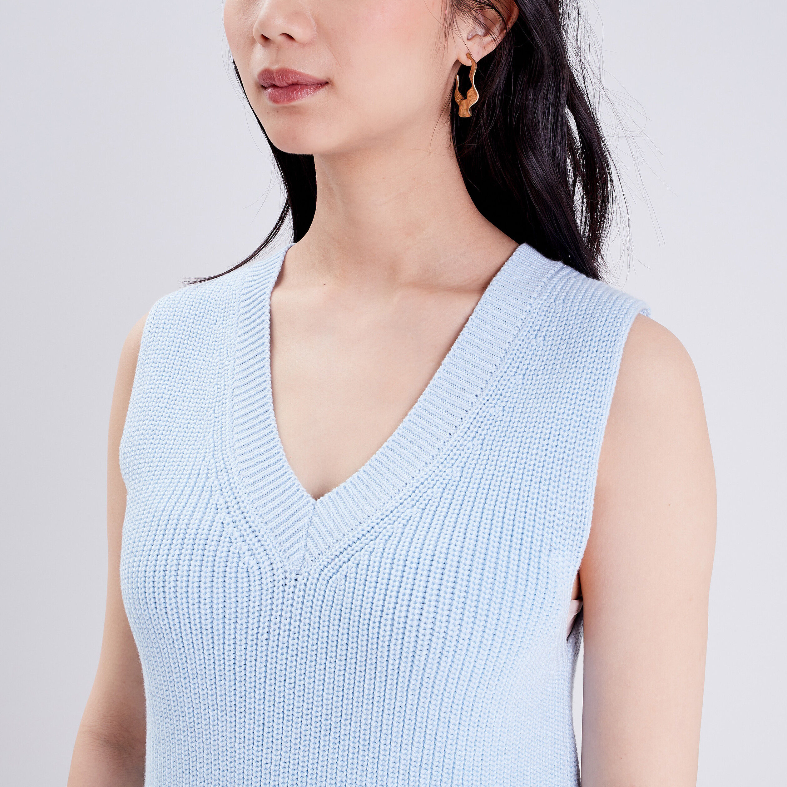 Pull sans manches bleu gris femme | Cache Cache