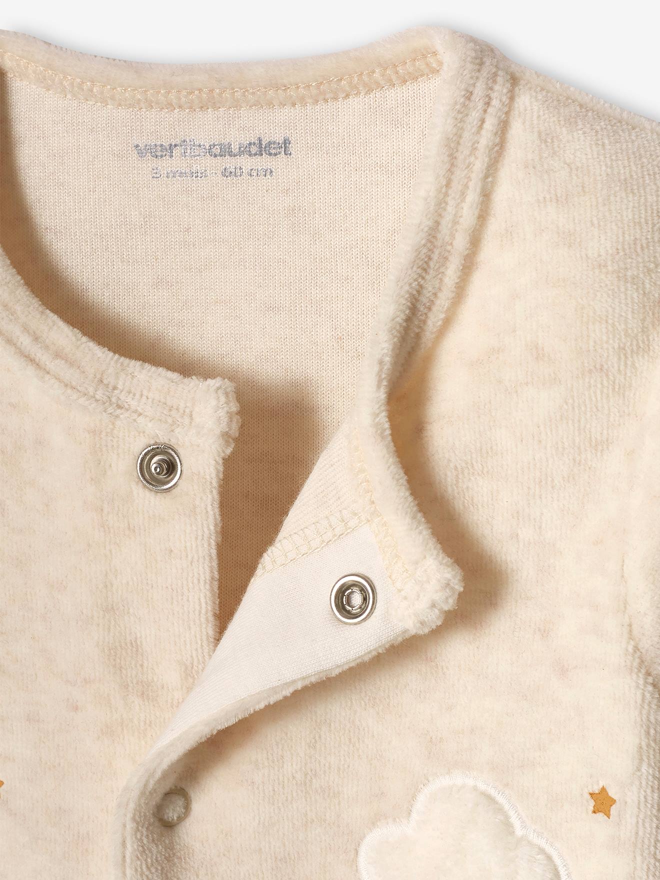 Dors-bien en velours bébé ouverture devant beige chiné
