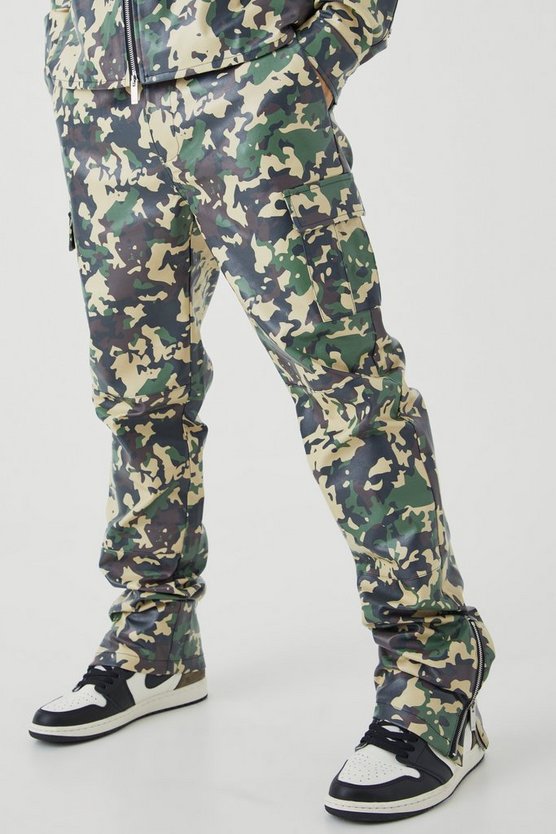 PU Camouflage Cargo-Hose mit geradem Bein