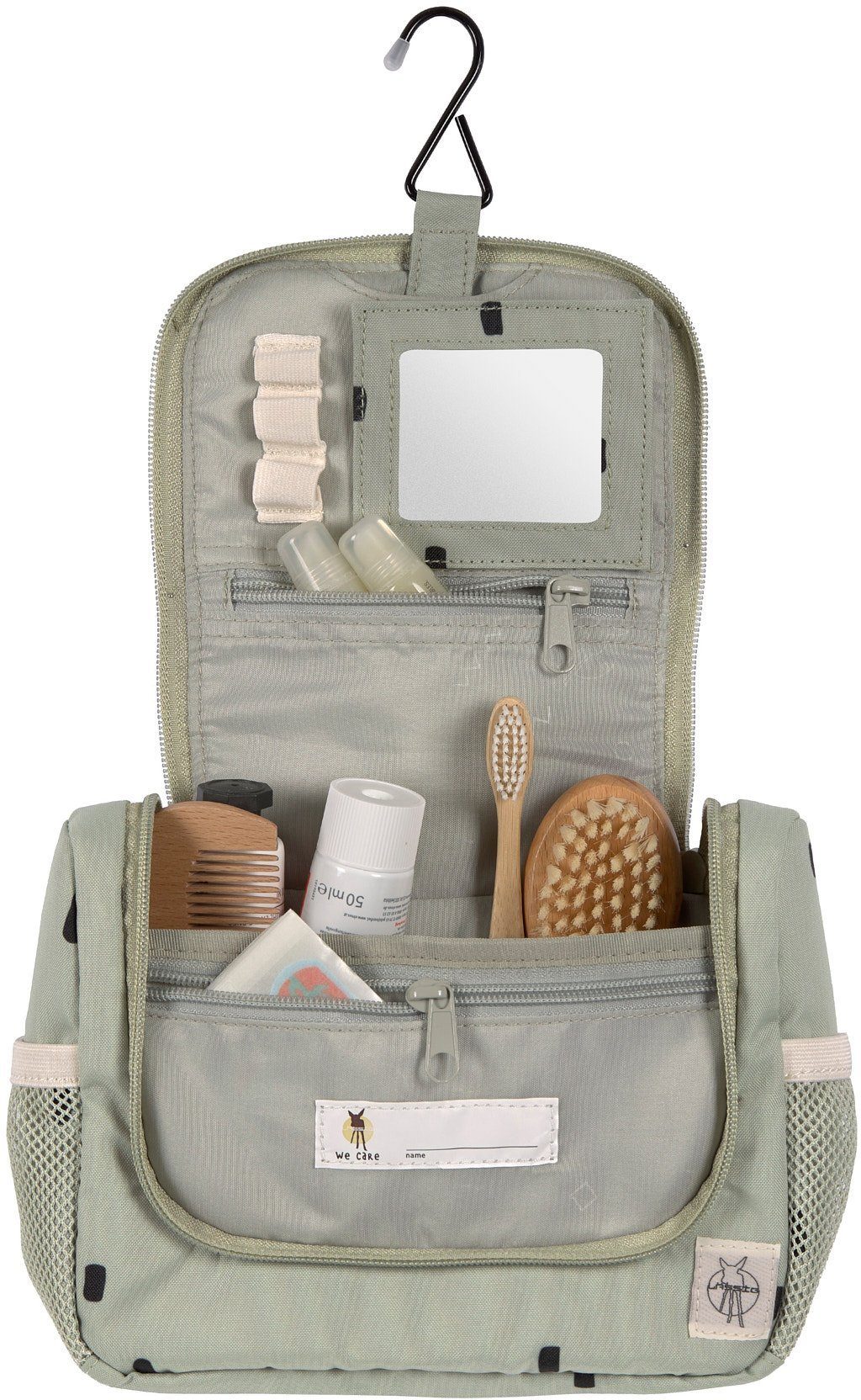 LÄSSIG Kulturbeutel Happy Prints, Mini Washbag, Light Olive