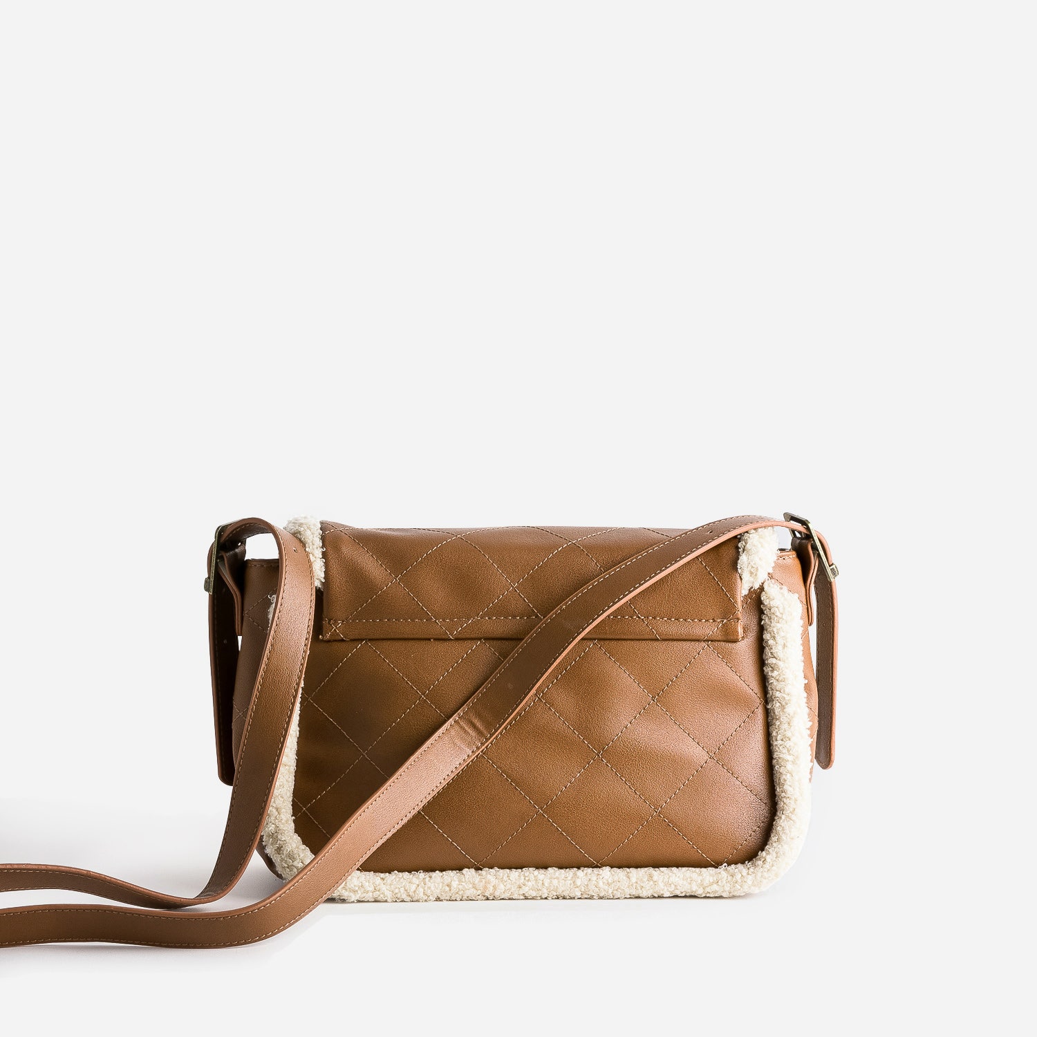 Sac besace camel bords fourrés