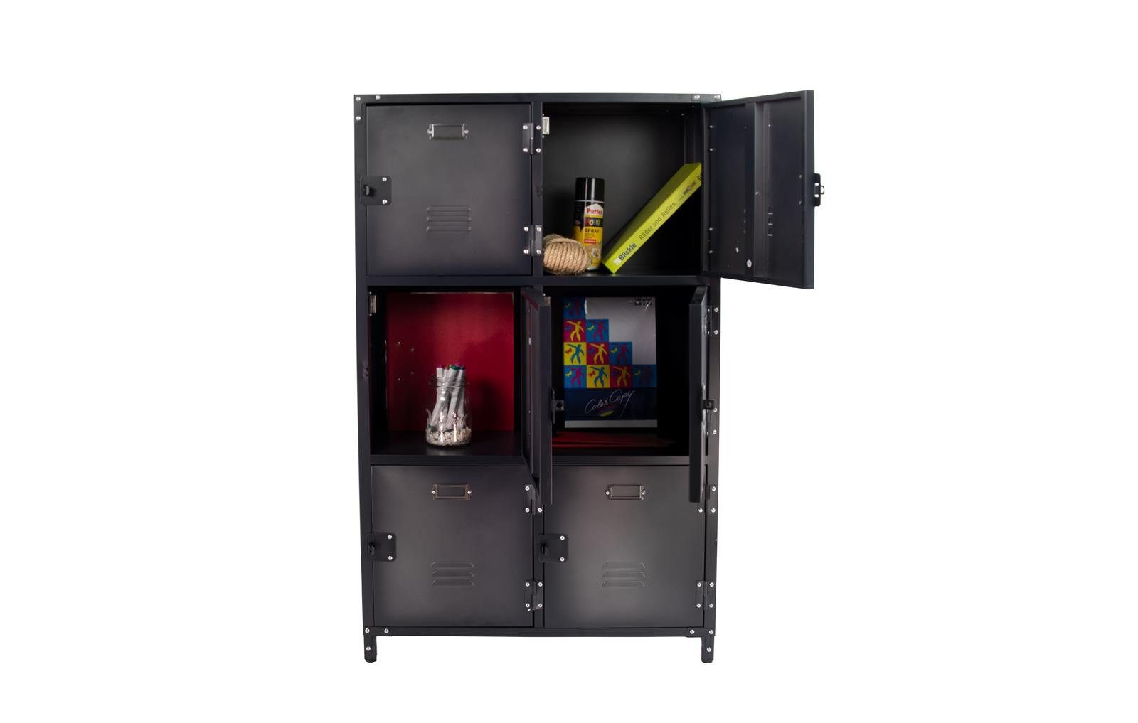rikta Mehrzweckschrank vintage Metallschrank und Kommode mit 6 Türen