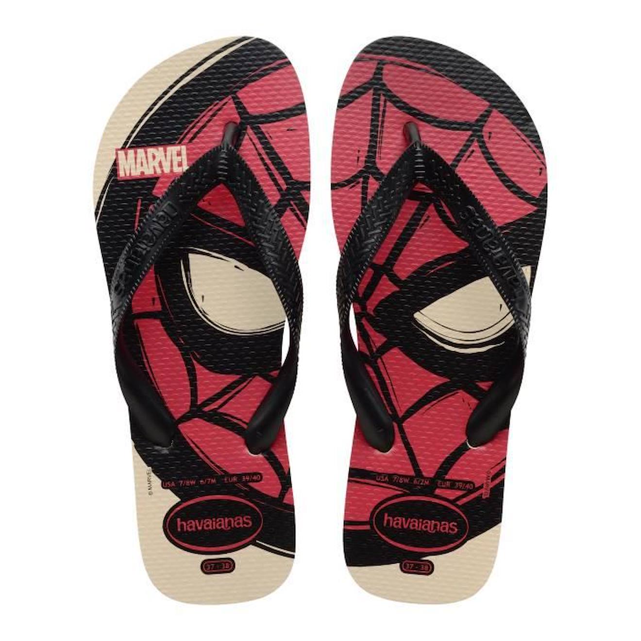 Tong à Enfiler Enfant Havaianas Top Marvel Logomania beige