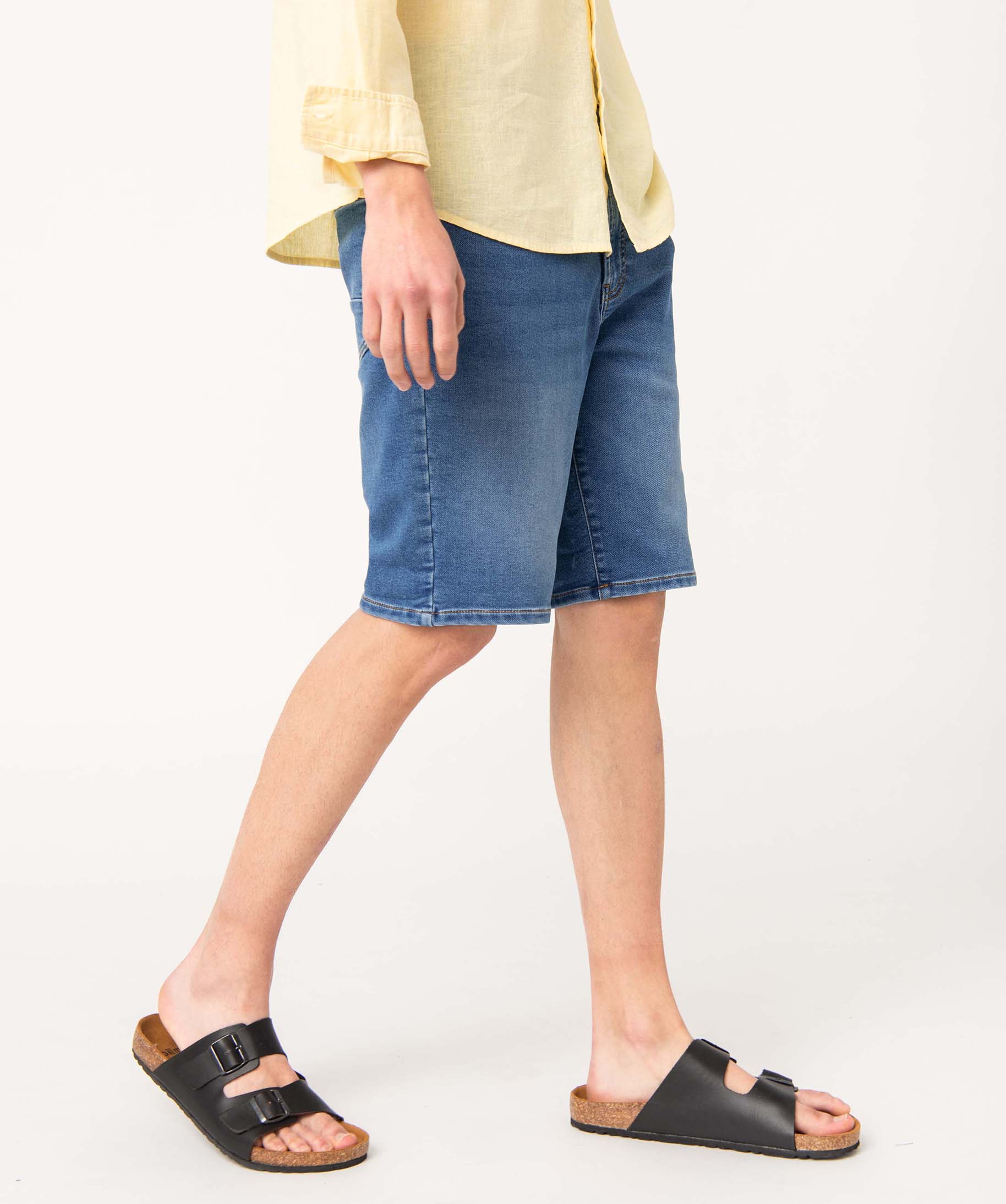 Bermuda en jean homme extensible coupe droite stone | GEMO