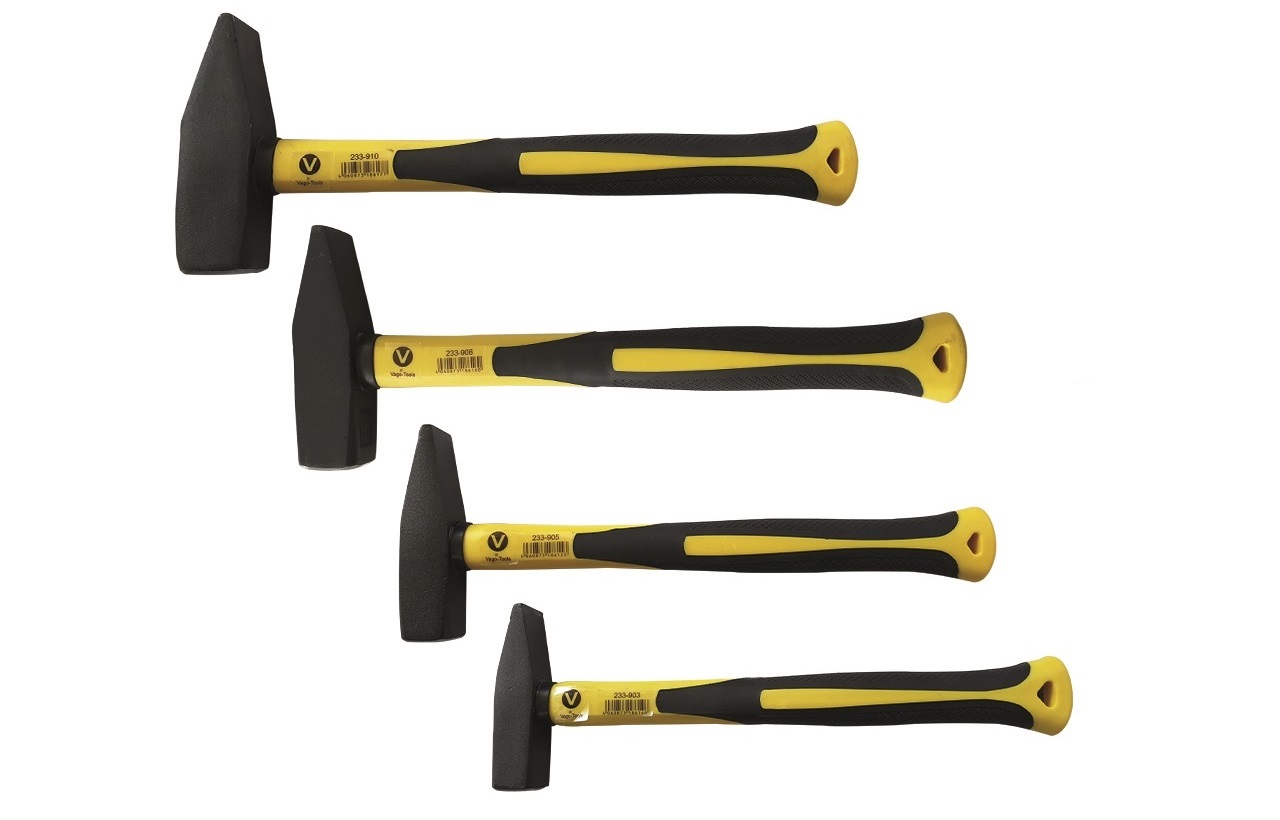 Vago-Tools Profi 4 tlg Set Schlosserhammer Fiberglasstiel Hammer 300g 500g 800g 1000 g