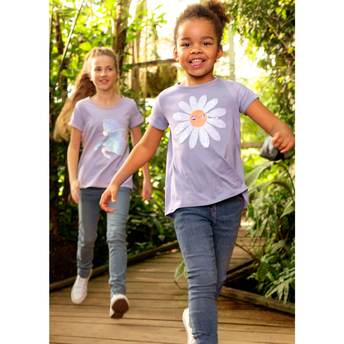 Mädchen T-Shirt mit Wendepailletten