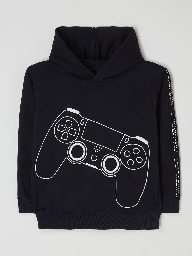 Hoodie mit Print in marineblau