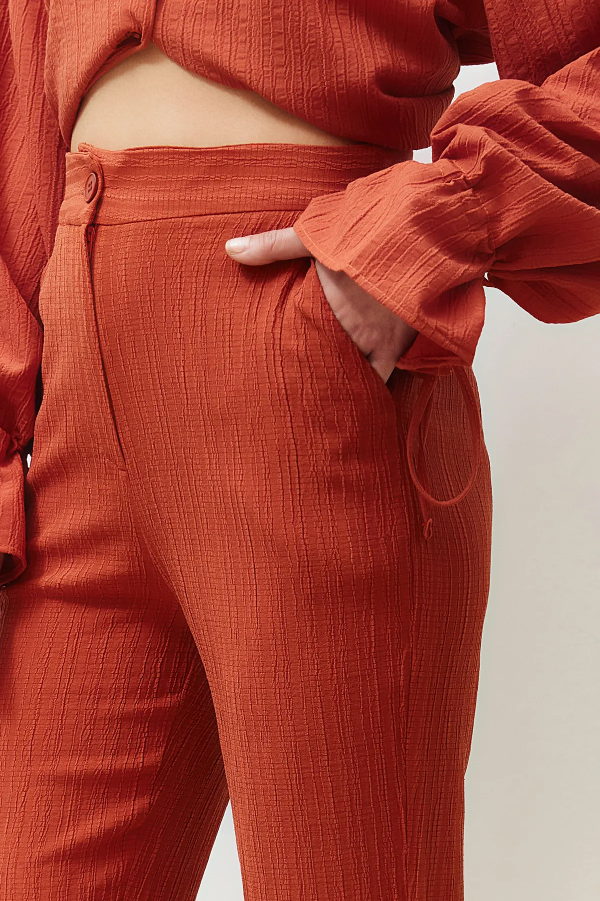 Trendyol Collection  Tile Flare Mold Strukturierte Webhose TWOSS24PL00050