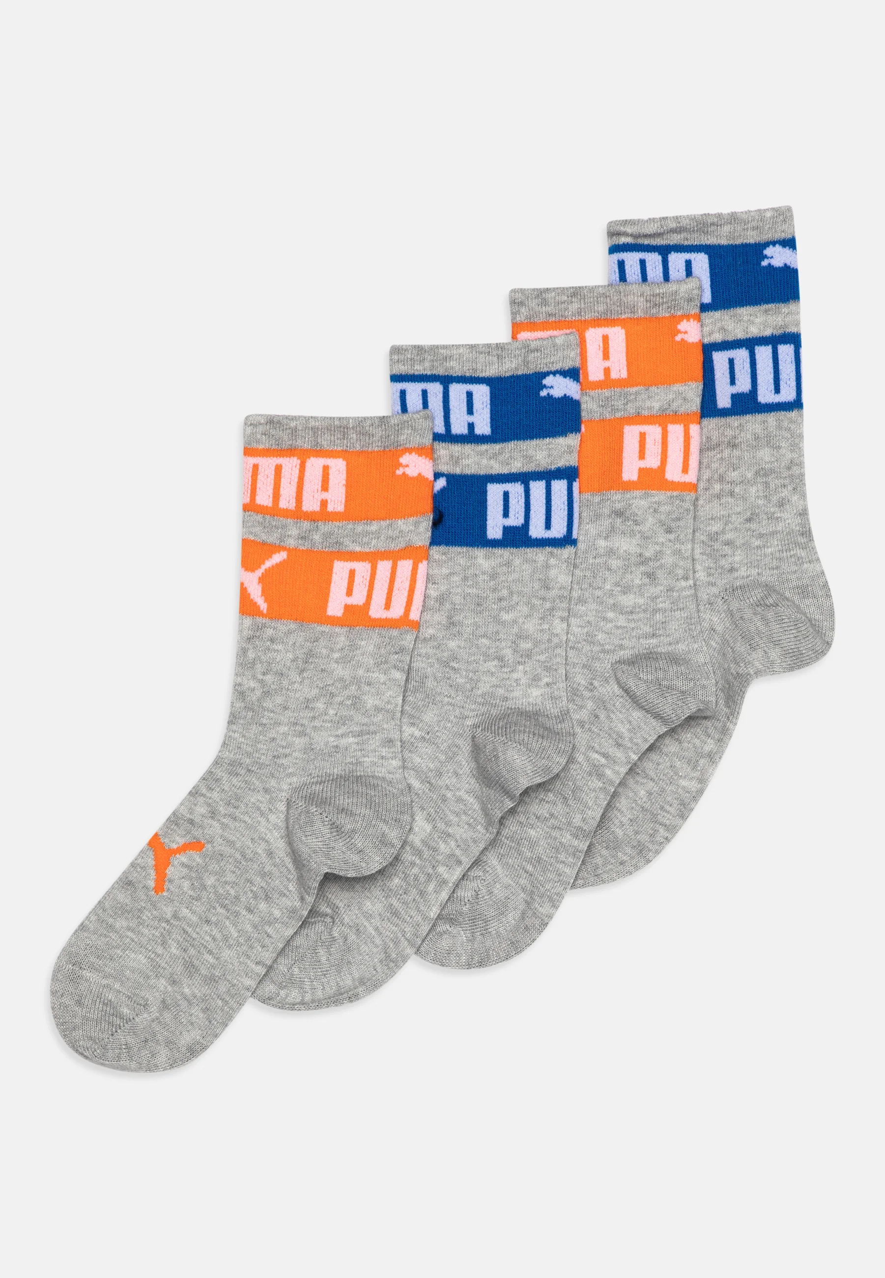 Calcetines Puma con rayas y logotipo para niños, unisex, paquete de 4