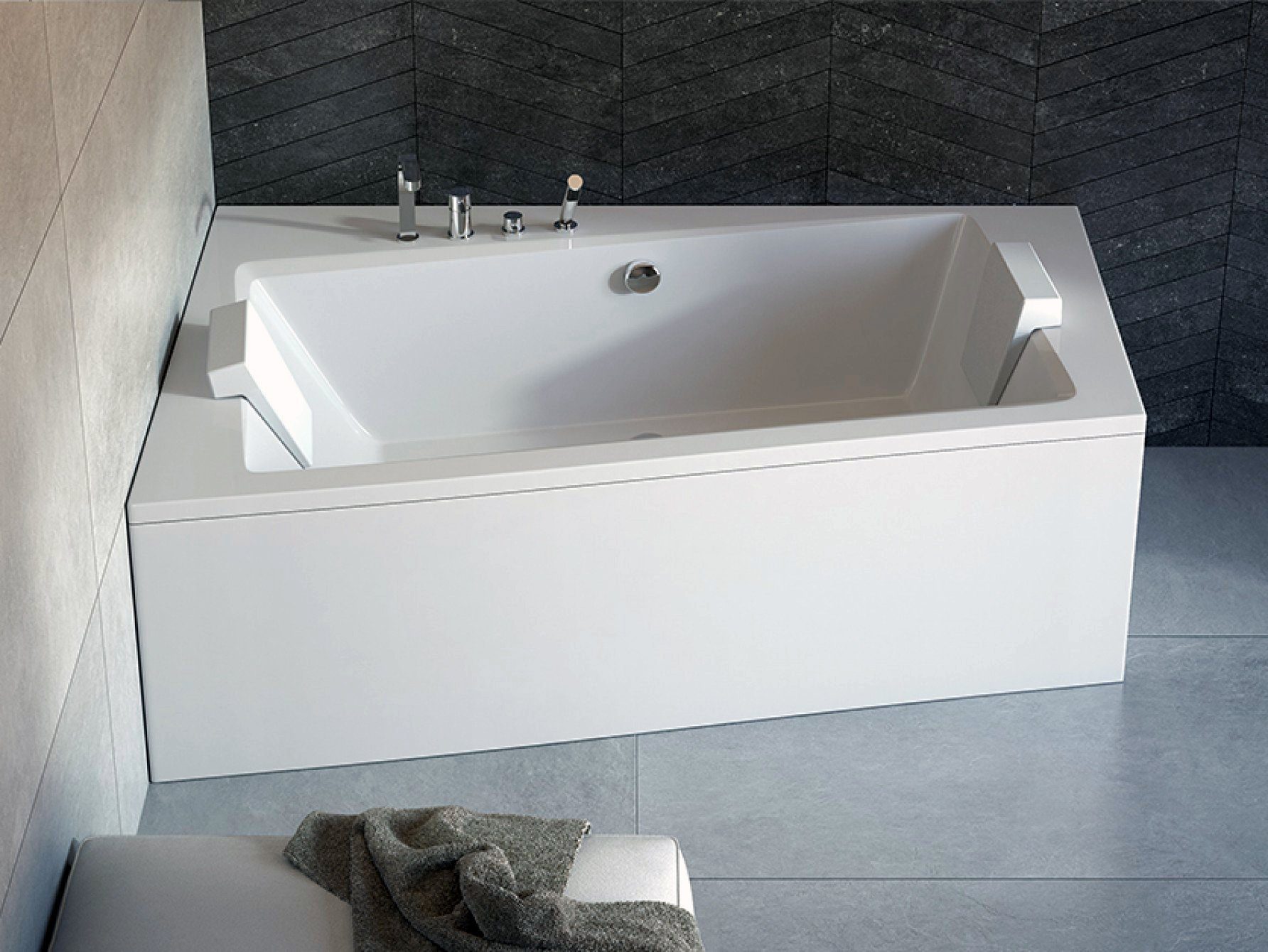 KOLMAN Badewanne Eckbadewanne Infinity 150x90, (Links/Rechts), Acrylschürze Styroporverkleidung, Ablauf VIEGA & Füße GRATIS
