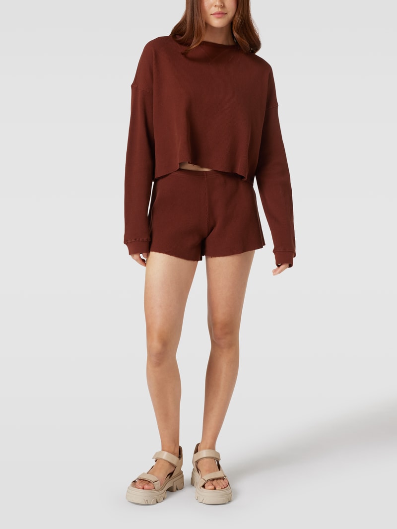 Shorts mit Strukturmuster in schokobraun