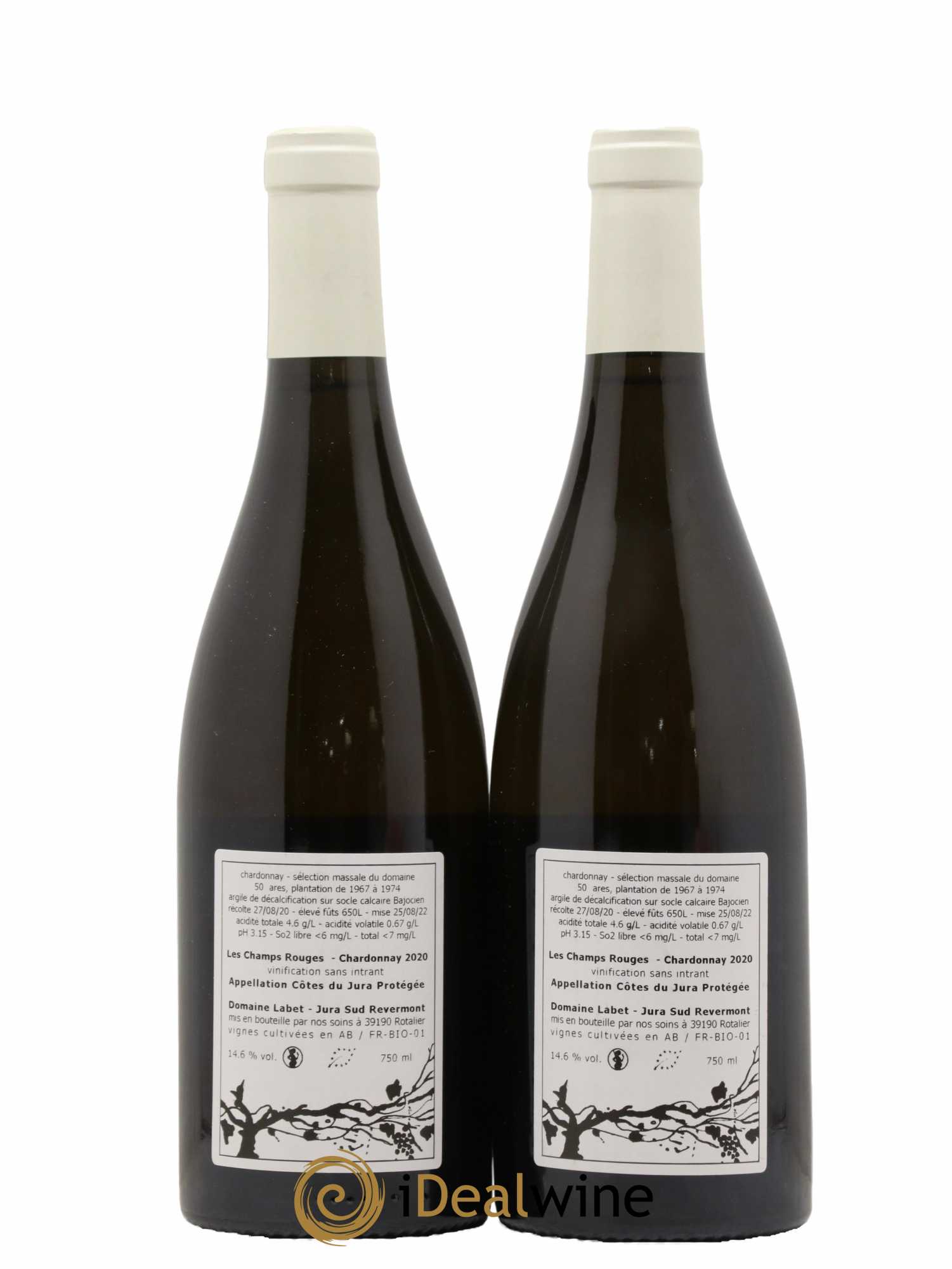 Côtes du Jura Chardonnay Les Champs Rouges Labet (Domaine)  2020 - Lot de 2 Bouteilles