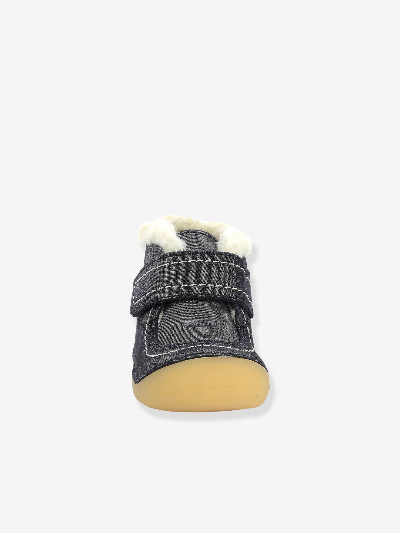 Bottillons fourrés cuir bébé Somoons KICKERS® 1ers pas marine glitter