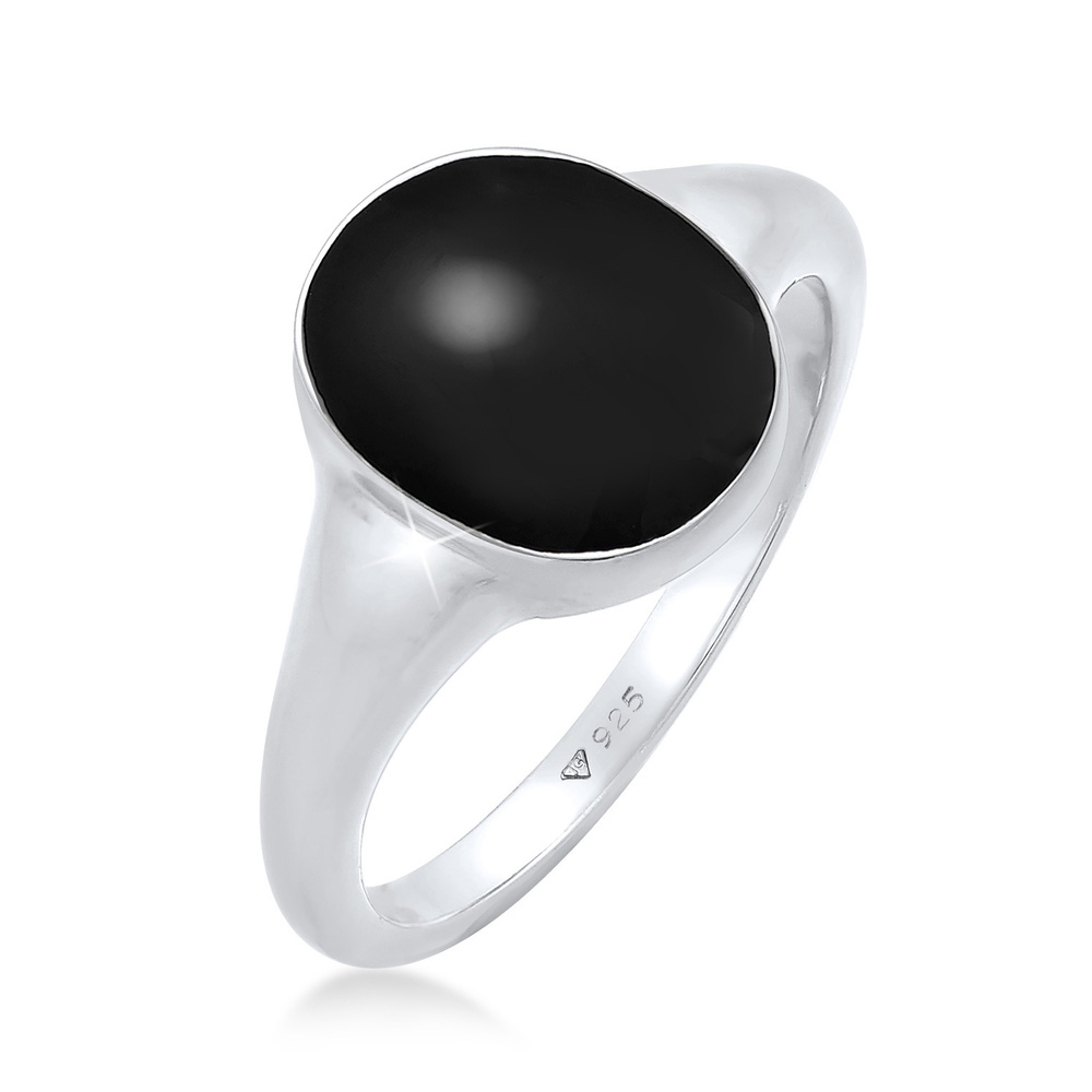 Elli Elli Bague Bague Signet pour Femme Ovale Classique avec Émail en Argent Sterling  Bague