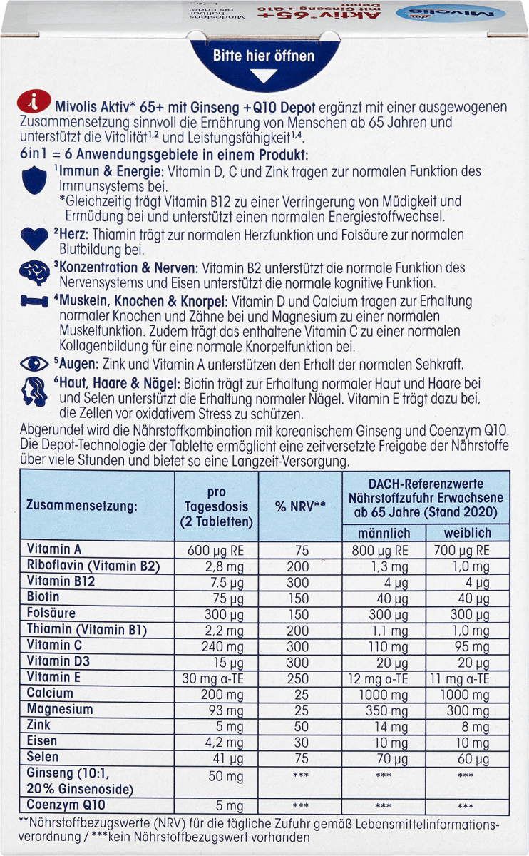 Aktiv 65+ mit Ginseng + Q10 Depot 60 St, 51 g