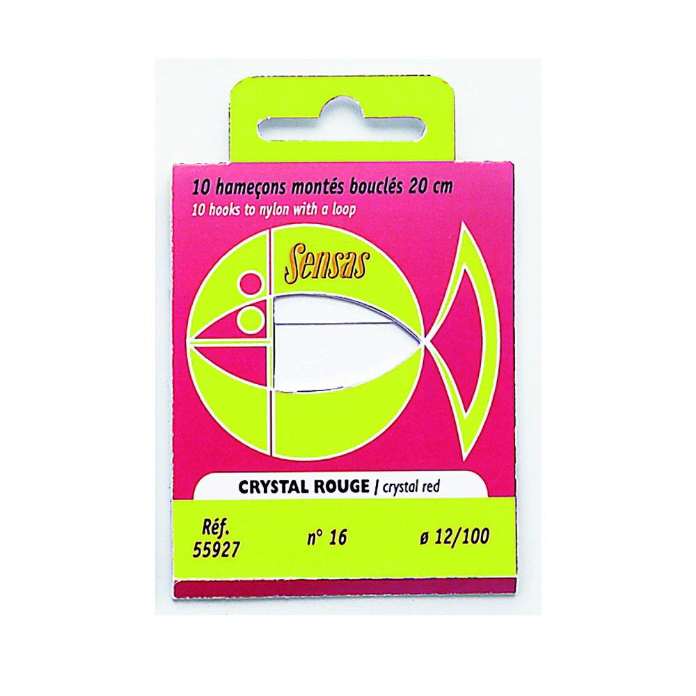 Voorgeknoopte Sensas Crystal Red haken van 20 cm (x10)