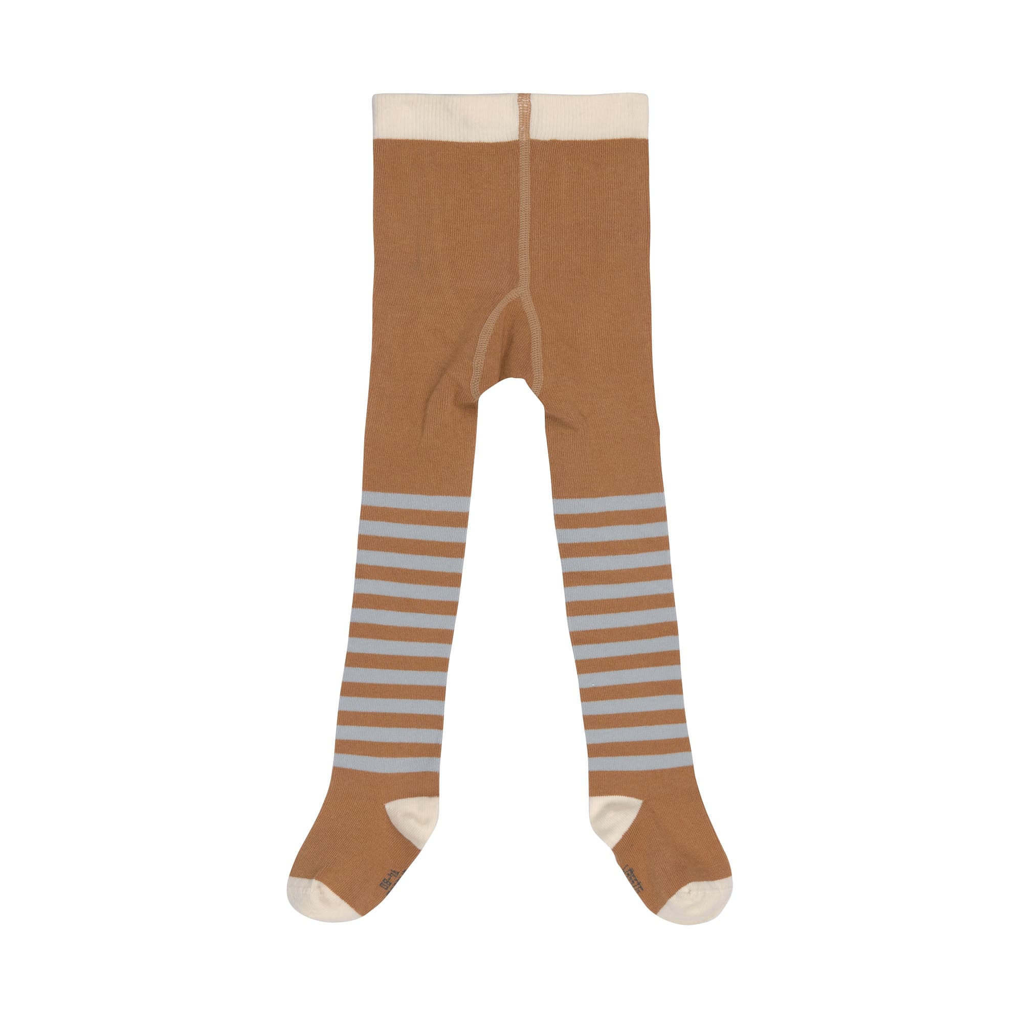 Strumpfhose GOTS - Tights, Halb Gestreift Karamell Hellblau