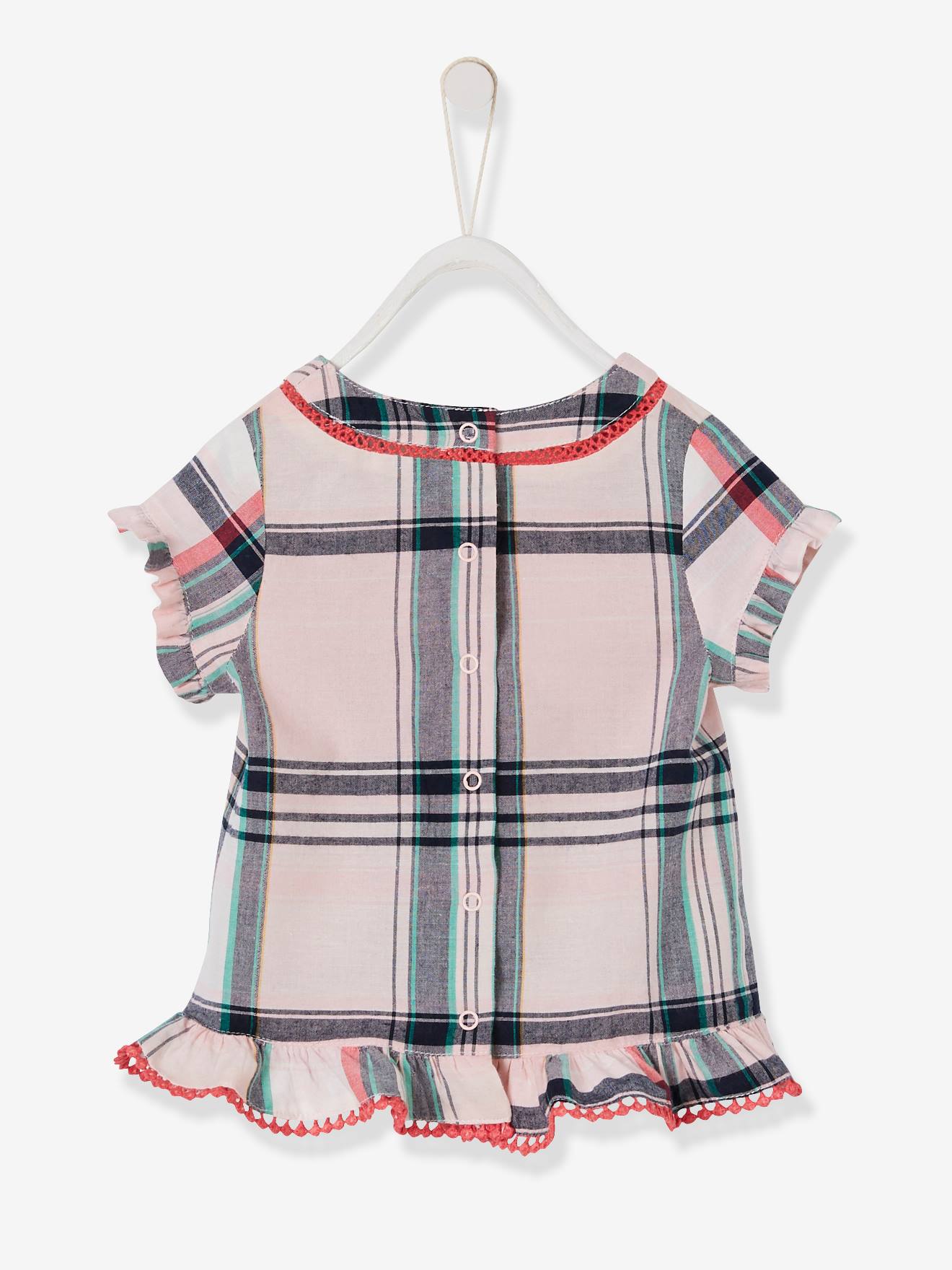 Blouse à carreaux bébé fille rose