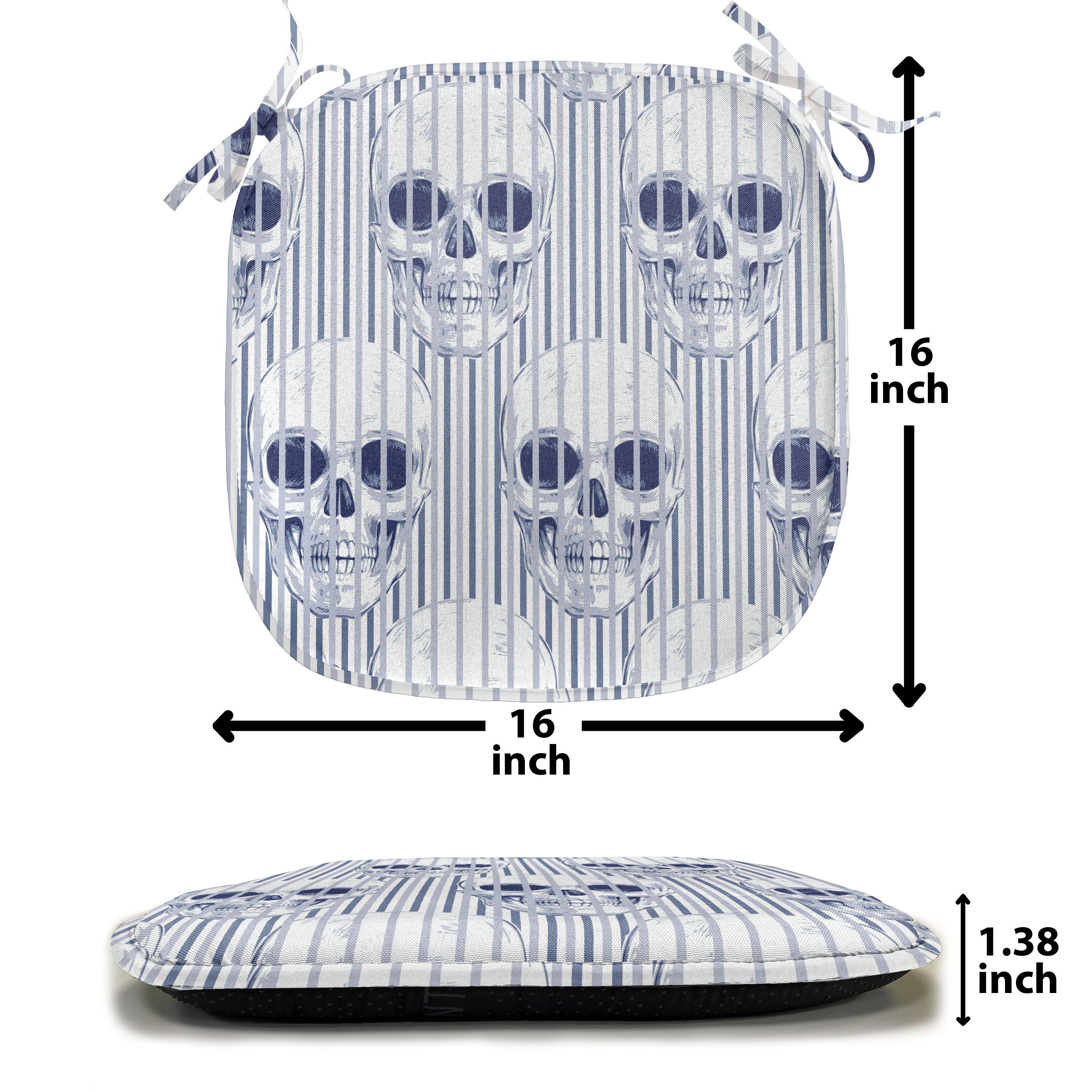 Abakuhaus Stuhlkissen Dekoratives wasserfestes Kissen mit Riemen für Küchensitze, Geometrisch Blauer Schädel Optical