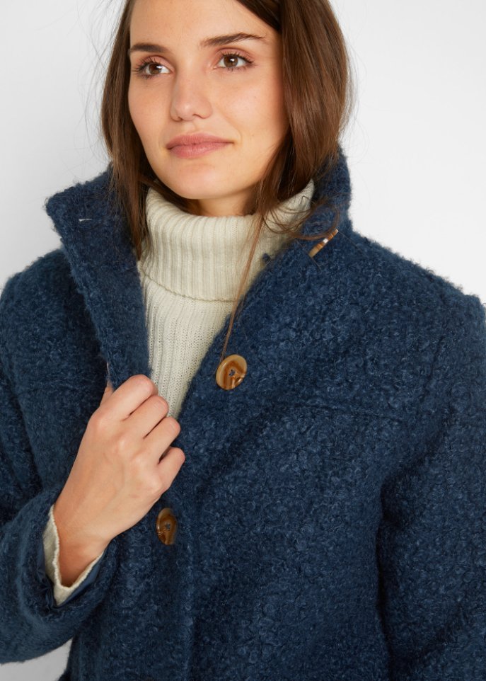 Boucle-Mantel mit Taschen