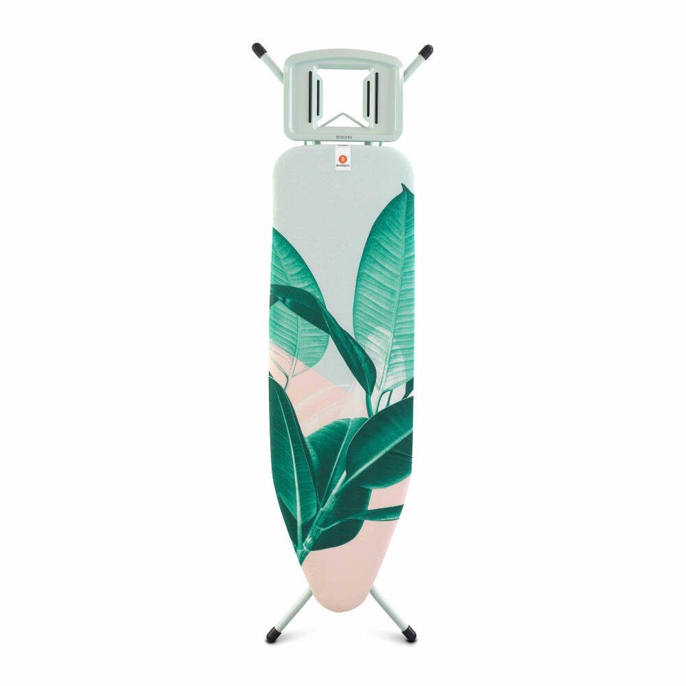 Brabantia Bügelbrett B Tropical Leaves / Fresh White 118364, Bügelfläche 124x38 cm