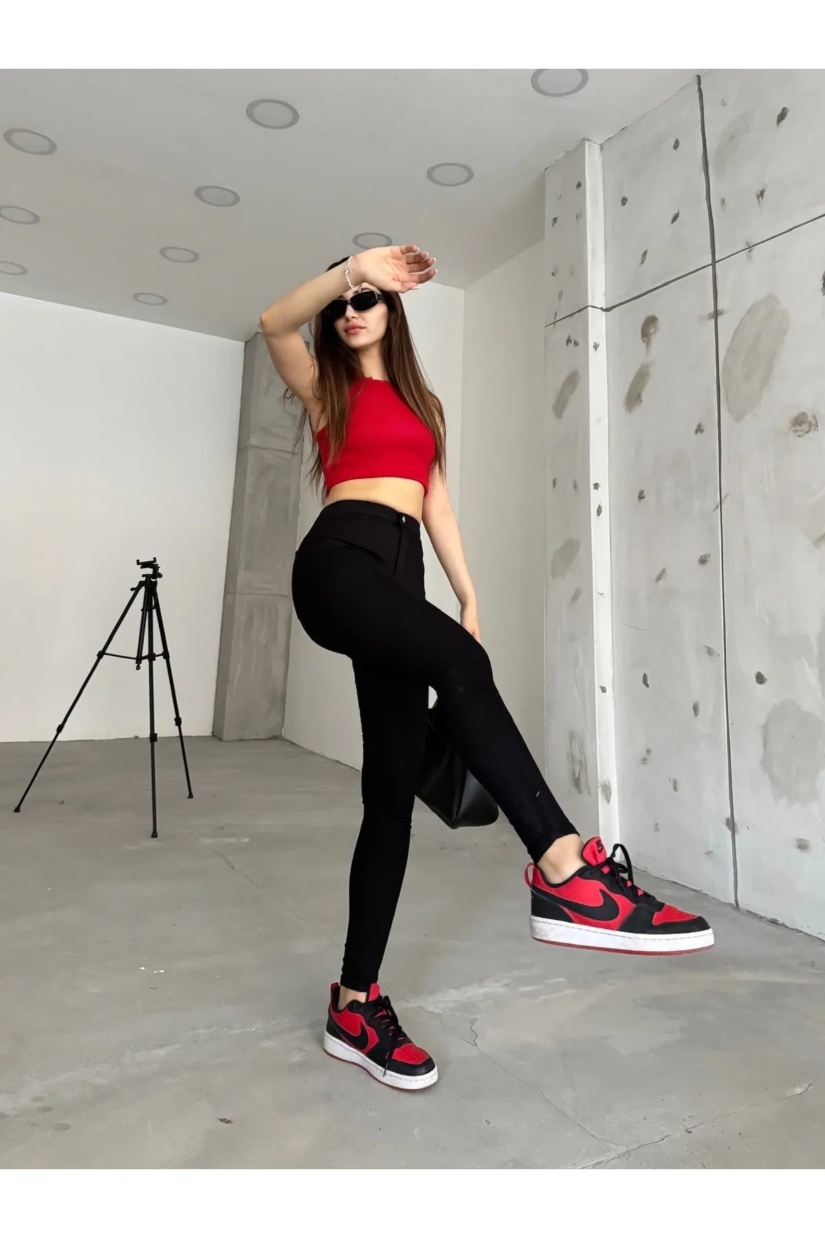 BİKELİFE  Schwarze Lycra-Leggings für Damen