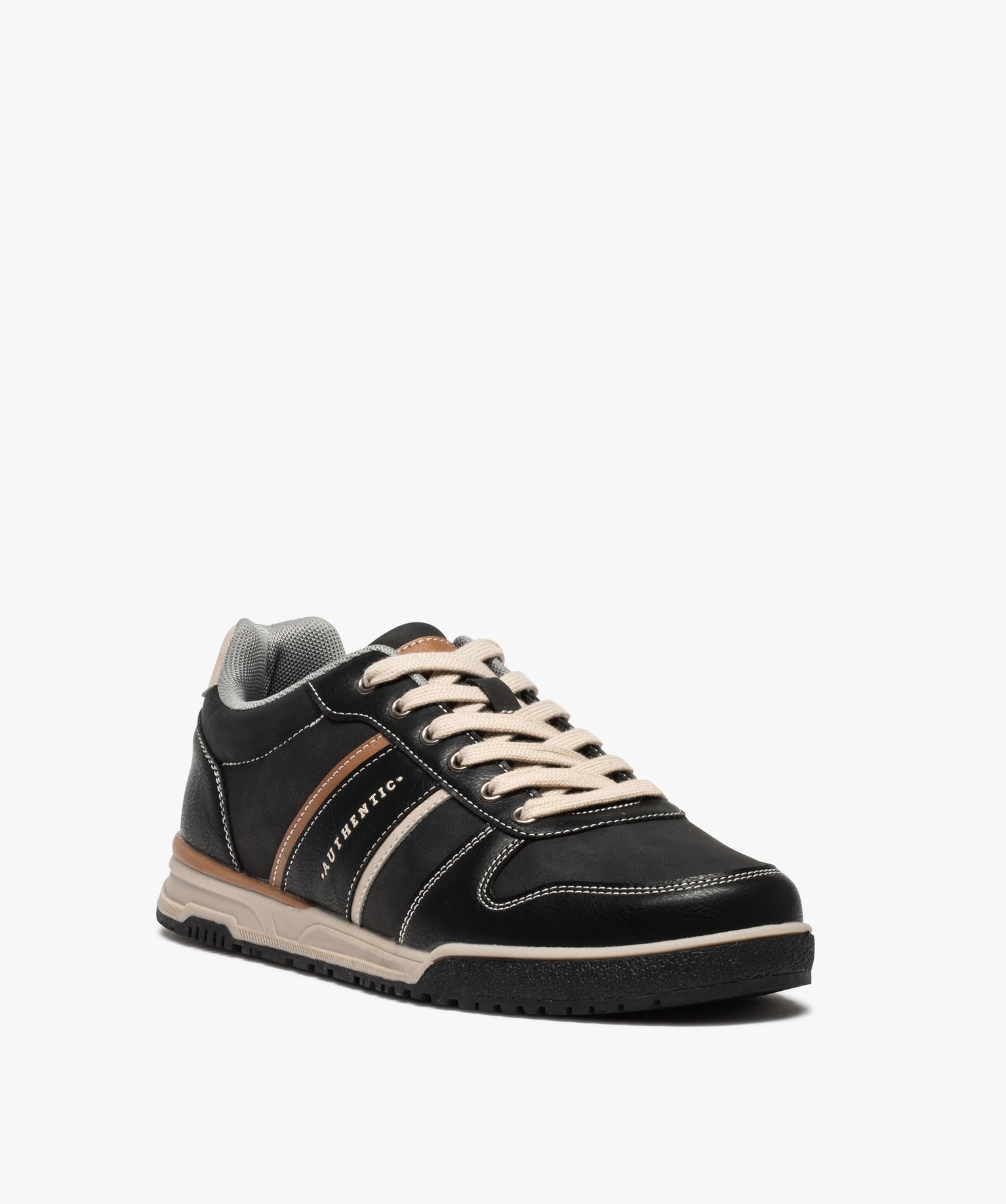 Baskets homme à surpiqres contrastées fermeture lacets noir | GEMO