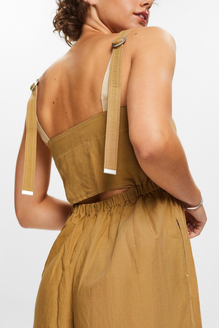 Jumpsuit mit weitem Bein, Leinenmix