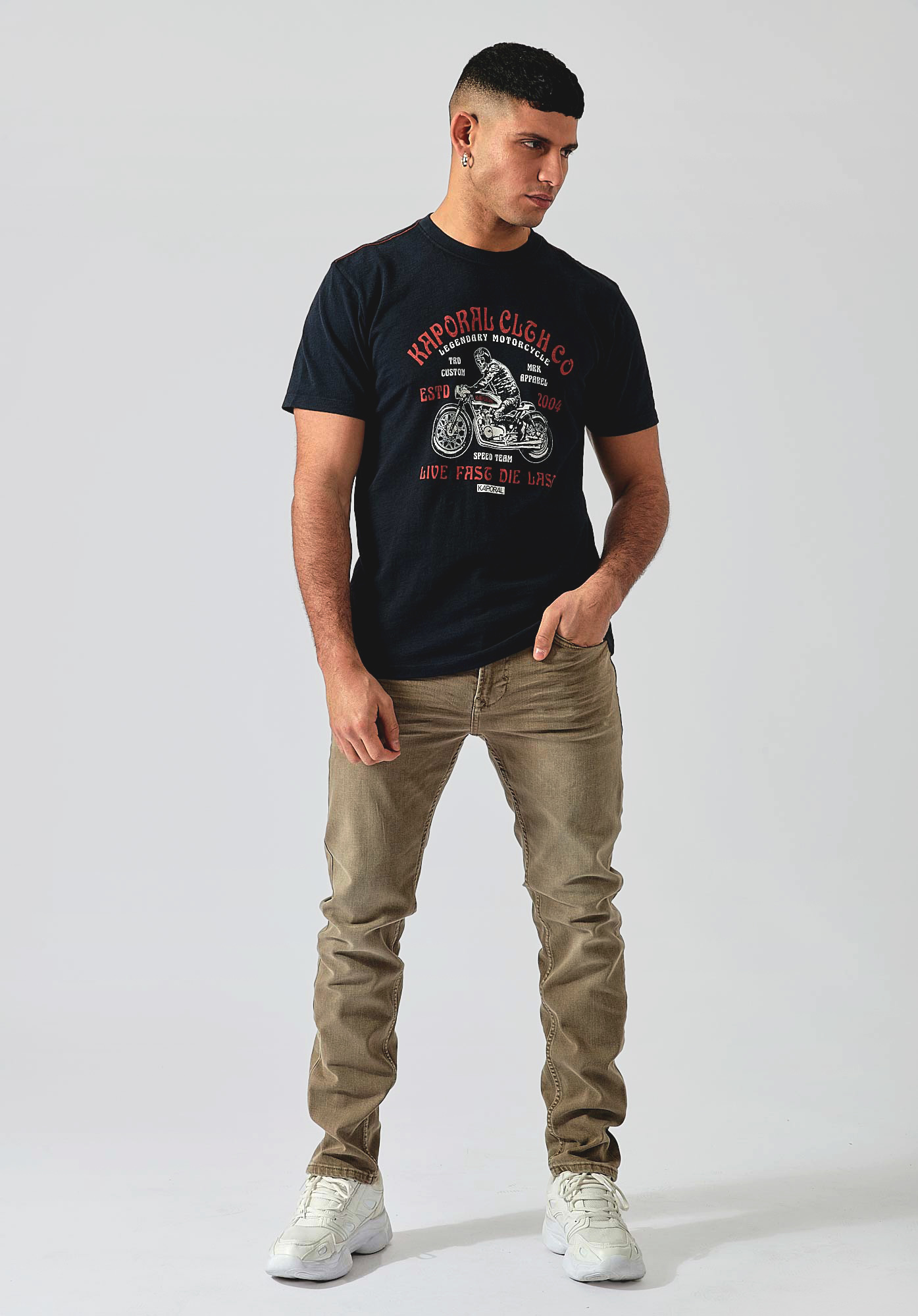 BIKE   T-shirt noir homme 100% coton