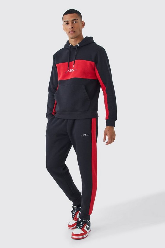 Man Signature Slim-Fit Colorblock Trainingsanzug mit Kapuze