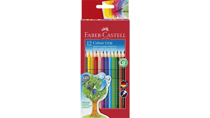FABER-CASTELL Farbstift Grip Colour 12er-Etui Karton