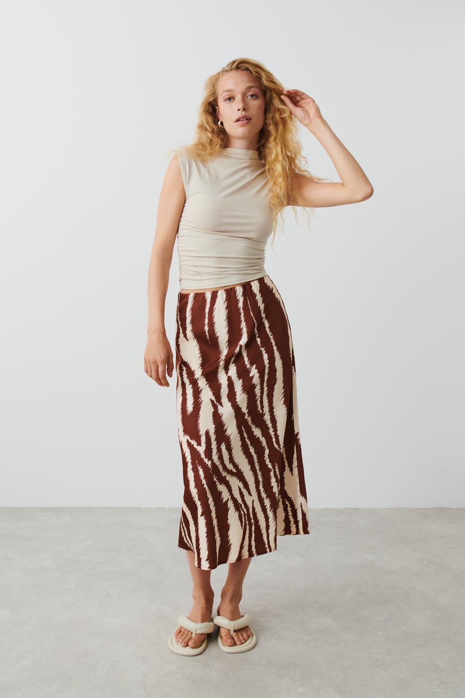 Satin midi skirt