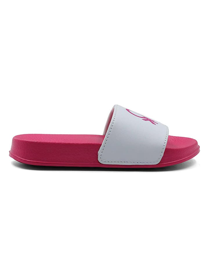 Benetton Pantoletten in Pink/ Weiß günstig kaufen