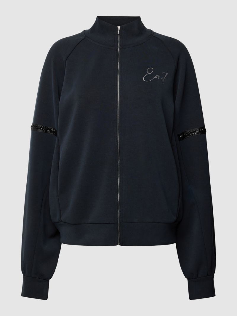 Sweatjacke mit Label-Print in schwarz