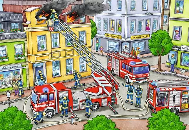Kinderpuzzle ab 3 Jahren - Mit Blaulicht unterwegs - 12 Teile