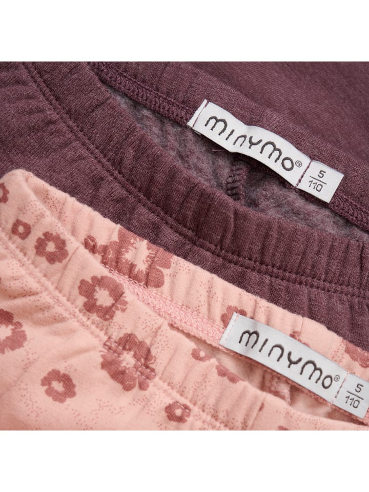 Minymo Leggings MISweat Leggings w.AOP (2-pack) - 5900  Gemusterte Leggings in Rosa günstig kaufen