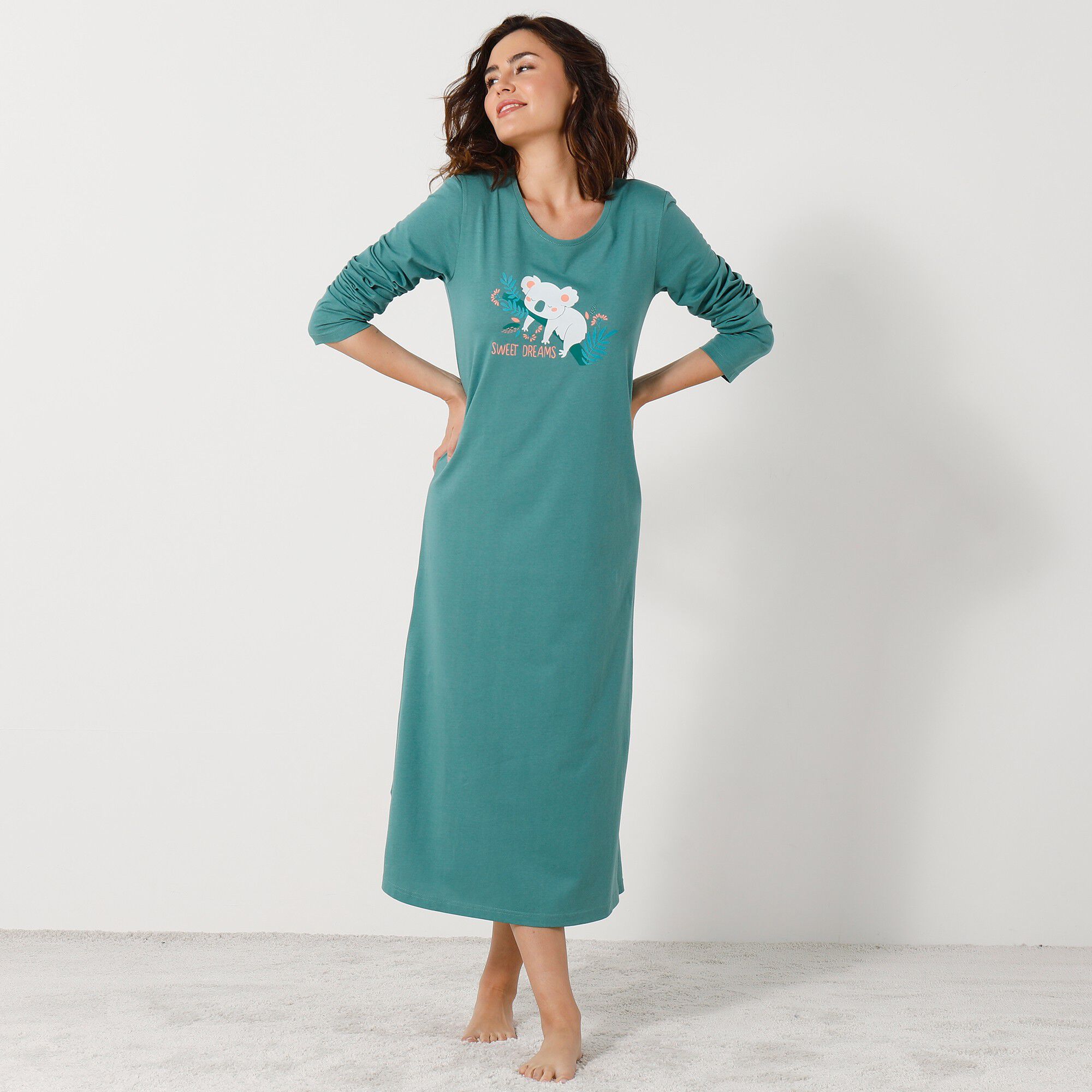 Chemise de nuit longue longues motif «koala»