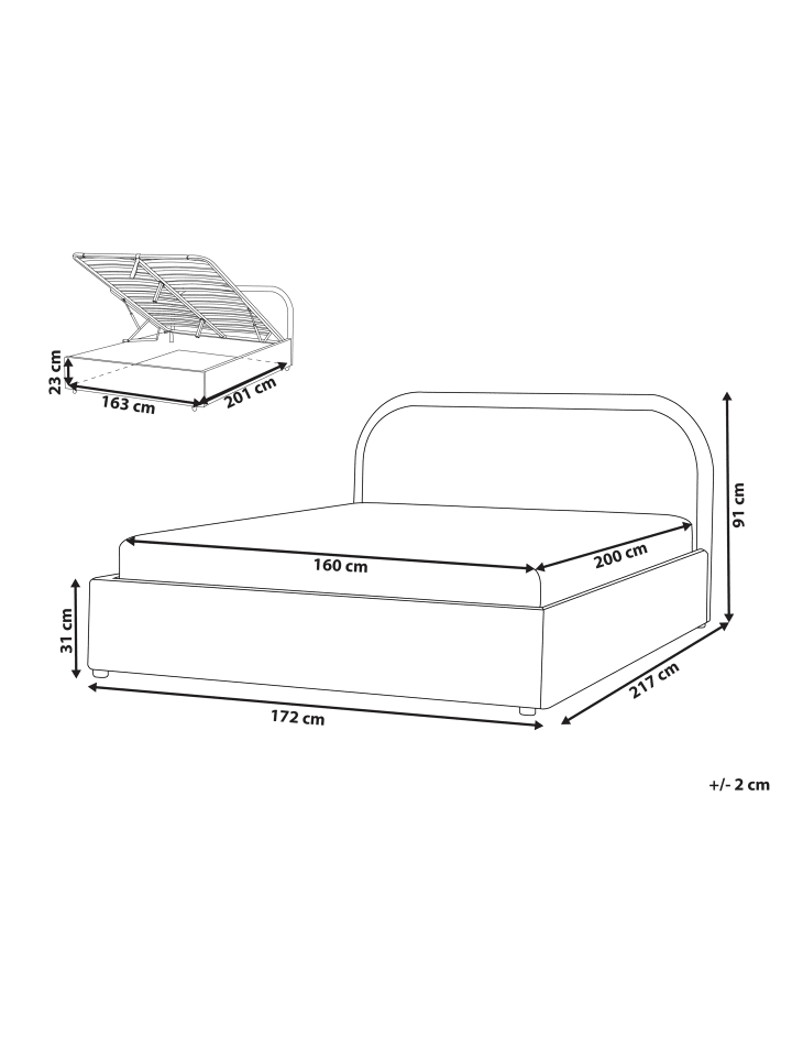 Beliani Doppelbett QUILLIEN in Beige - (W) 171 x (H) 91 x (L) 217 cm günstig kaufen onesize