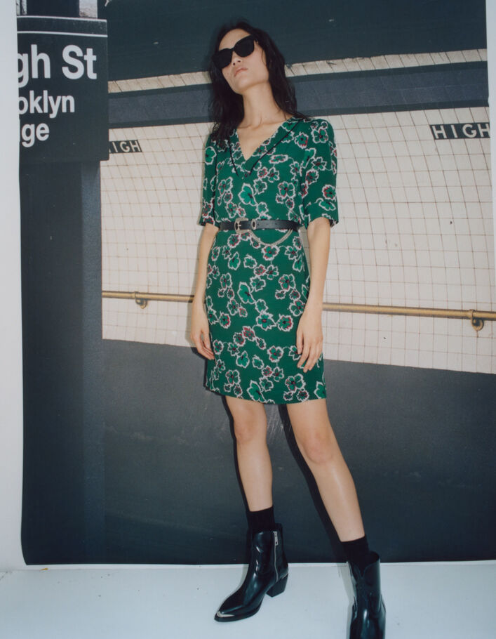 Robe verte maxi floral Femme