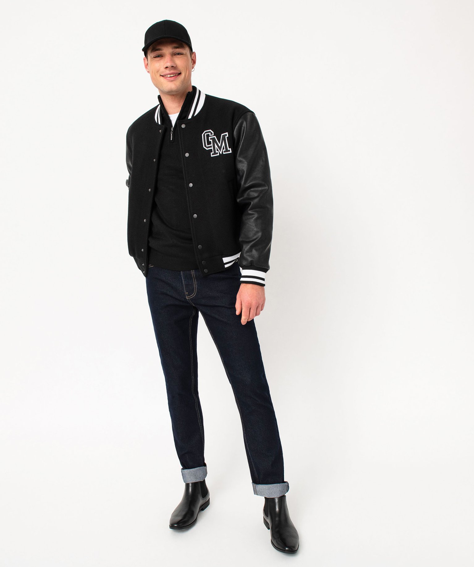 Blouson bi-matières avec finitions bicolores homme - Camps ... noir | GEMO