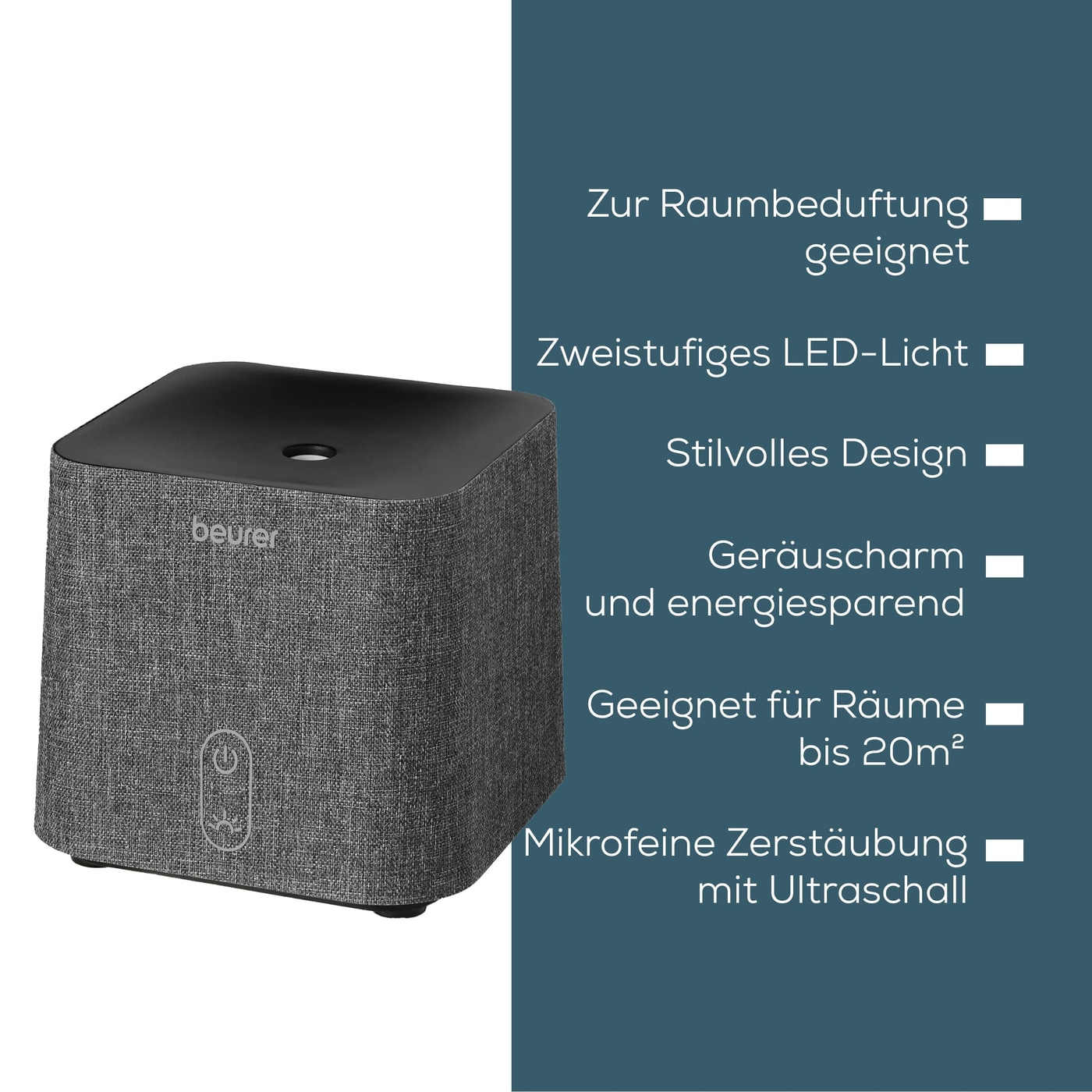 Beurer Aroma Diffuser LA 35-Edles Design mit zweistufiger Verneblung und LED-Licht