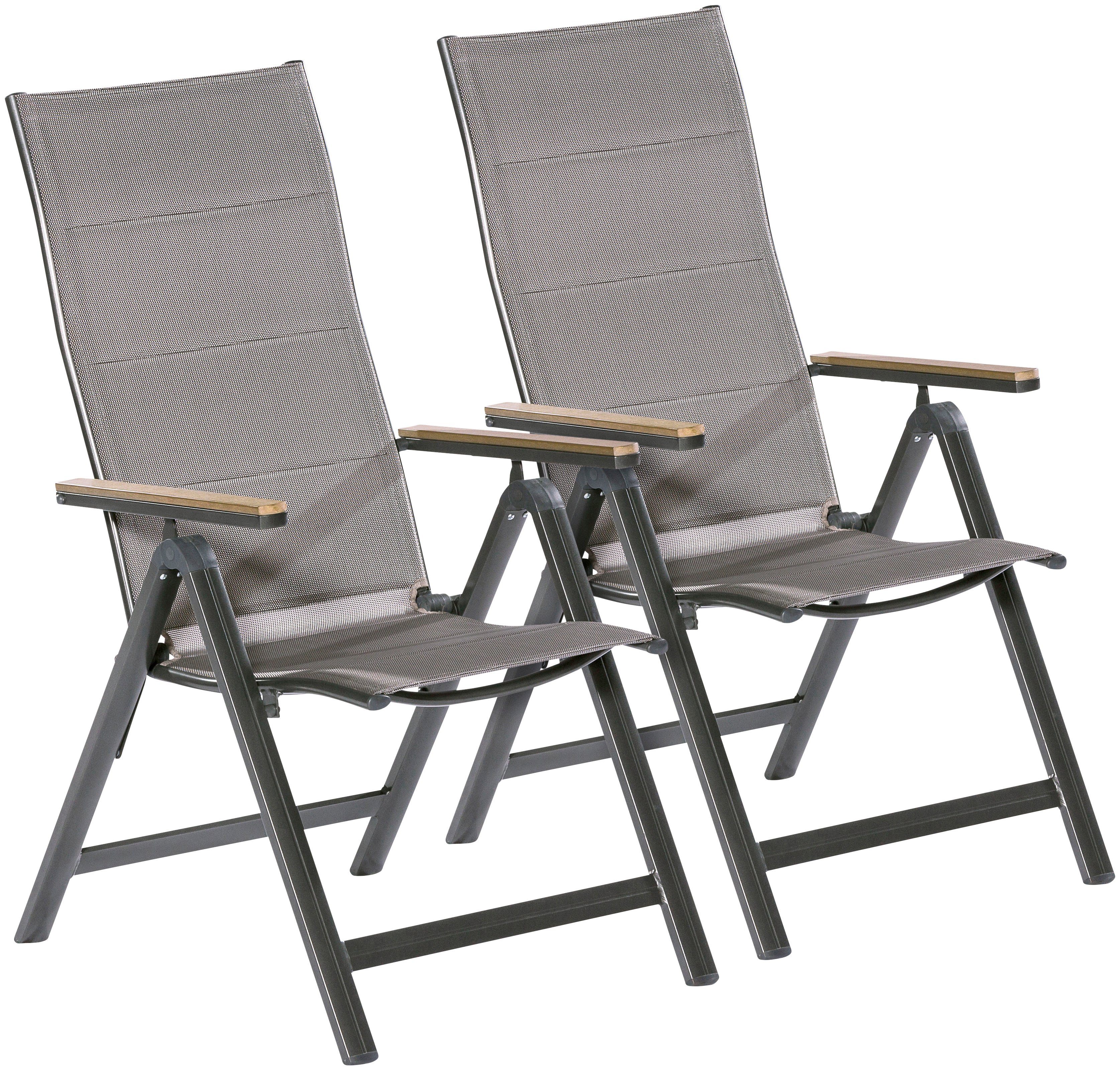 MERXX Gartenstuhl Trivero (Set, 2 St), 2er Set, Alu/Textil, klappbar, braun