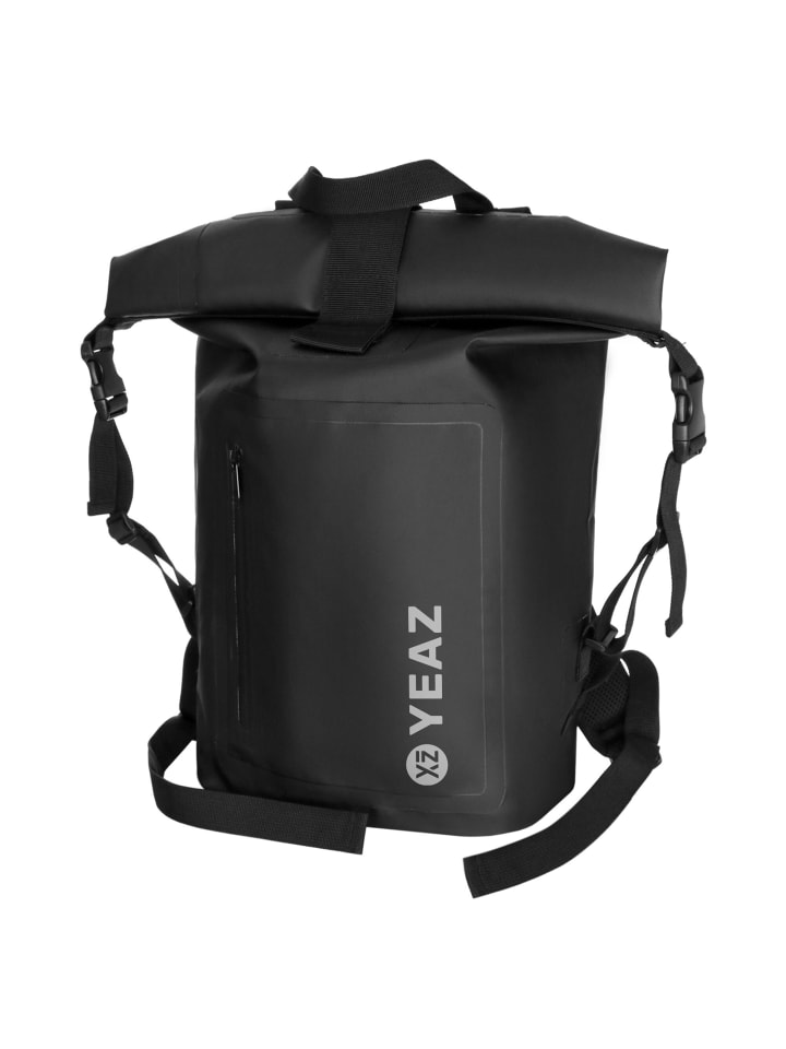 YEAZ STOCKHOLM Wasserfester Rucksack weißes Logo in schwarz günstig kaufen