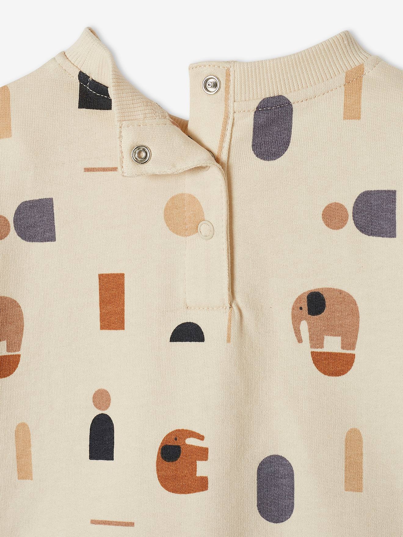 Vertbaudet Baby Sweatshirt mit Kängurutasche Oeko-Tex - hellbeige bedruckt